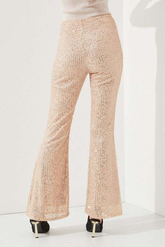 High-waist Sequin Flare Pants
