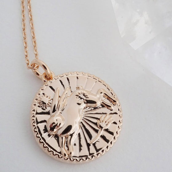Chinese Zodiac Coin Necklace - Rabbit