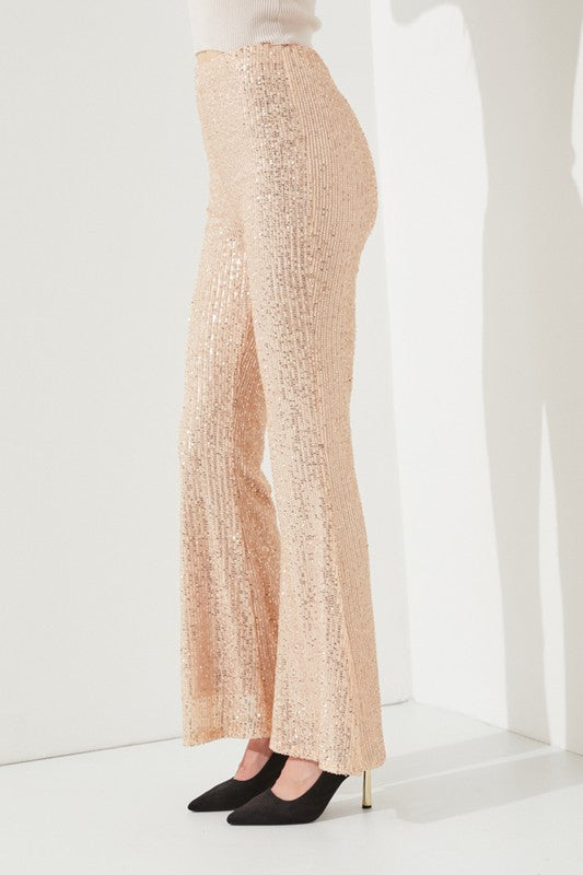 High-waist Sequin Flare Pants