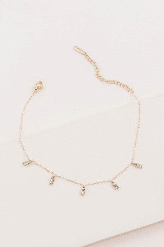 Minimalist Rectangle Rhinestone Anklet