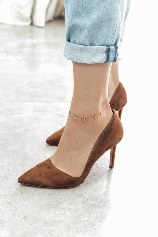 Minimalist Rectangle Rhinestone Anklet