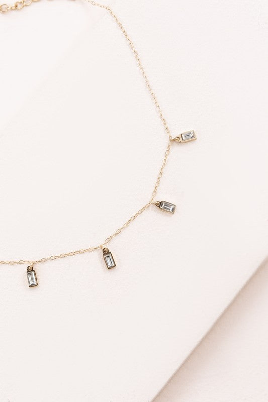 Minimalist Rectangle Rhinestone Anklet