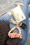 Leopard Beaded Key Ring Wallet Bracelet