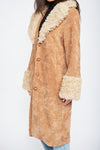 Faux Shearling Trim Corduroy Coat
