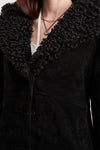 Faux Shearling Trim Corduroy Coat