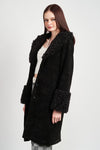 Faux Shearling Trim Corduroy Coat