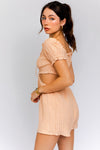 Apricot Off-Shoulder Cutout Romper