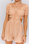 Apricot Off-Shoulder Cutout Romper