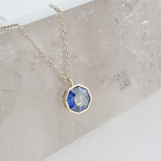 Ode to Rose Blue Crystal Necklace