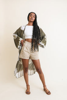  Tie-Dye Longline Kimono with Full Sleeves