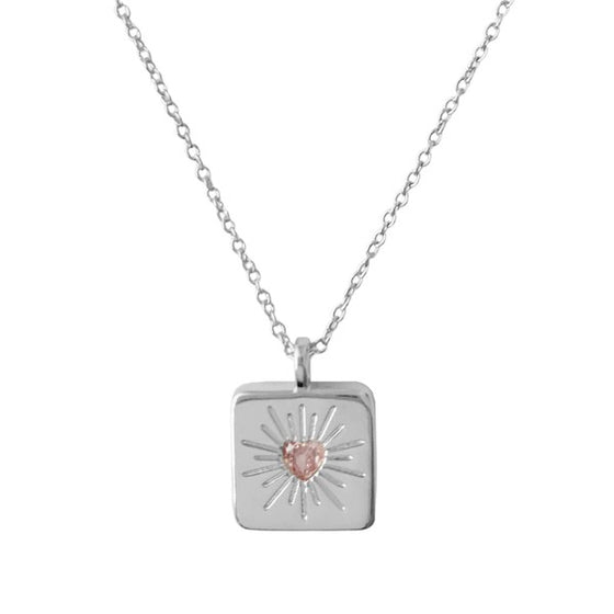 Libi Pink Crystal Heart Necklace