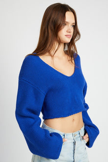  V Neck Cropped Sweater