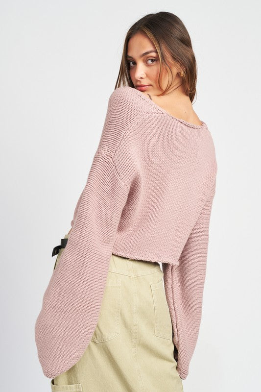 V Neck Cropped Sweater