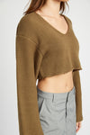 V Neck Cropped Sweater