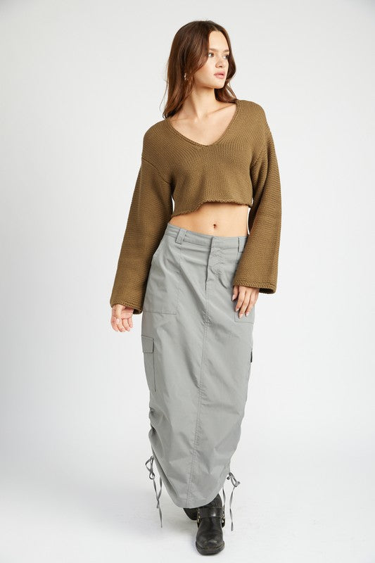 V Neck Cropped Sweater