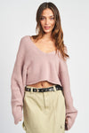 V Neck Cropped Sweater