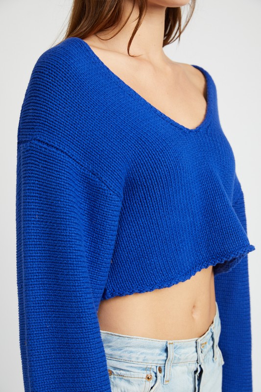 V Neck Cropped Sweater