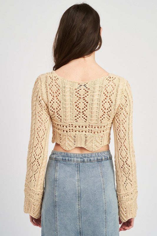 Crochet Tie Front Top