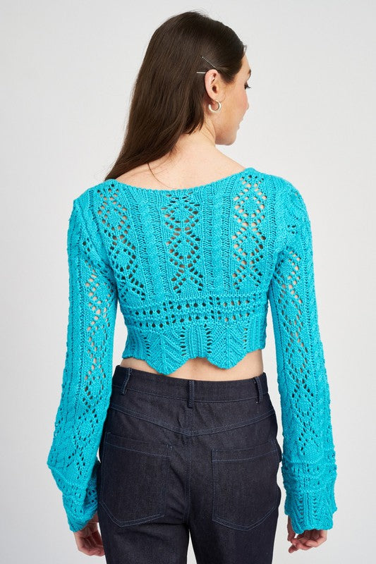 Crochet Tie Front Top