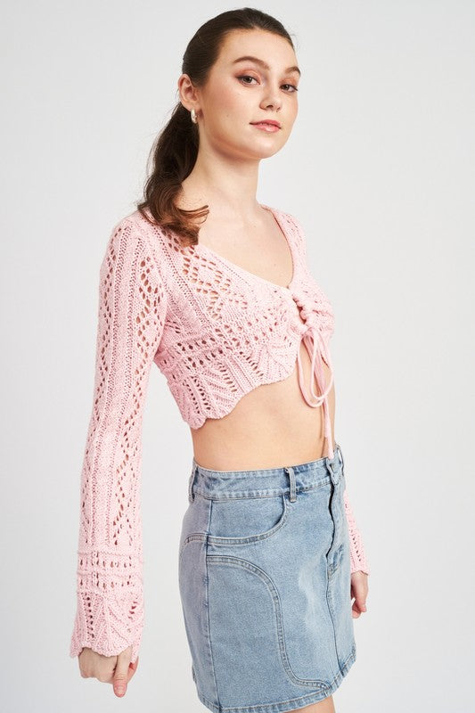 Crochet Tie Front Top
