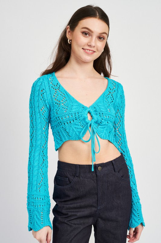 Crochet Tie Front Top