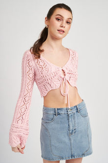  Crochet Tie Front Top