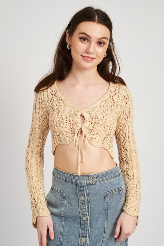 Crochet Tie Front Top