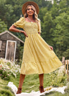 Gingham Puff Sleeve Midi Dress