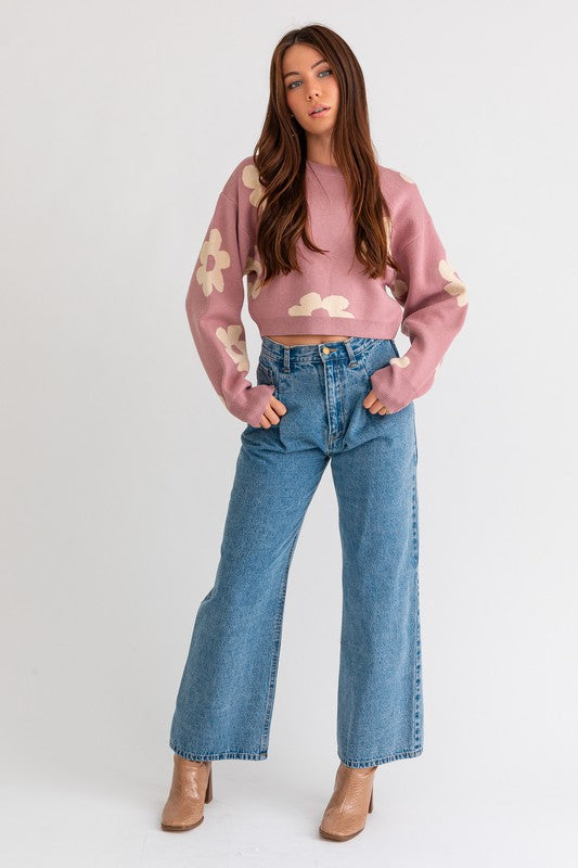 Big Daisy Cropped Sweater