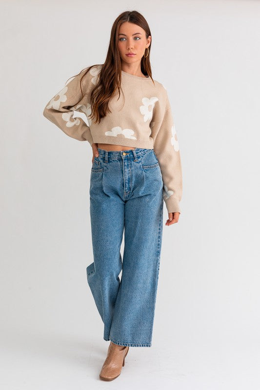 Big Daisy Cropped Sweater