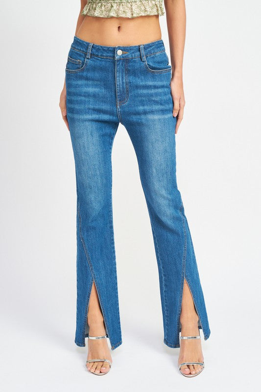 Slit Flared Jeans