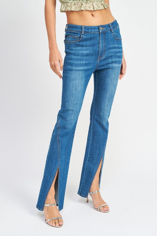Slit Flared Jeans