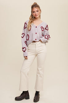 Lots of Love Knit Cropped Heart Cardigan
