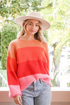 Bold Stripe Oversized Chunky Knit Pullover