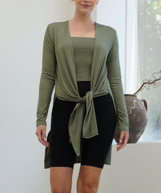 Longline Waist Tie Cardigan