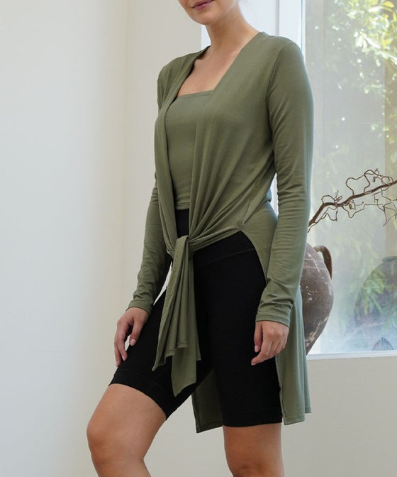 Longline Waist Tie Cardigan