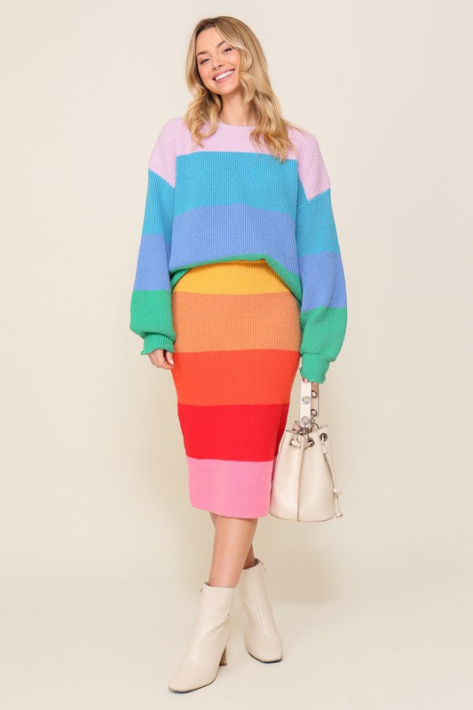 Bold Stripe Oversized Chunky Knit Pullover