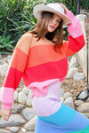 Bold Stripe Oversized Chunky Knit Pullover