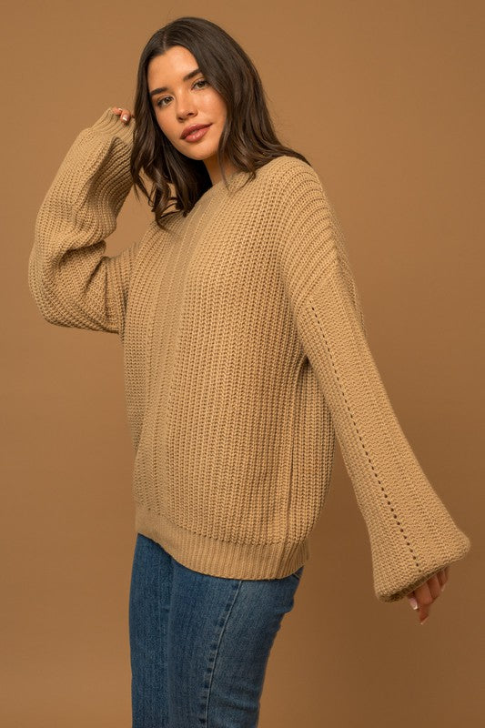Taupe Balloon Sleeve Sweater