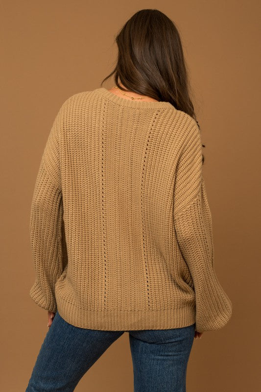 Taupe Balloon Sleeve Sweater