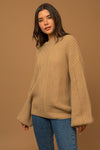 Taupe Balloon Sleeve Sweater