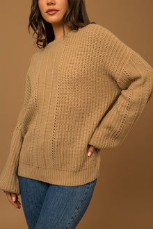  Taupe Balloon Sleeve Sweater