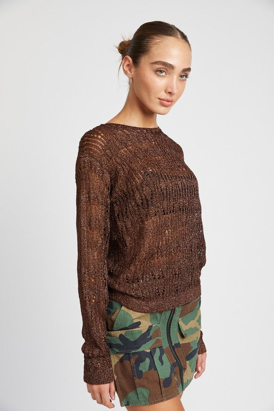 L/S Glitter Crochet Top