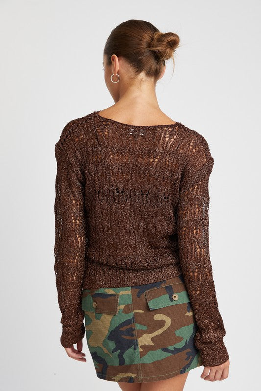 L/S Glitter Crochet Top