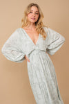 Sage Jacquard Floral Dolman Maxi Dress