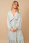 Sage Jacquard Floral Dolman Maxi Dress