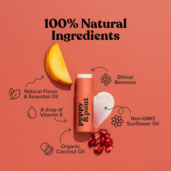 Poppy & Pout Lip Balm-Pomegranate Peach