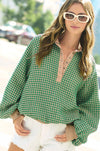 Oversized Two-Tone Textured L/S Top