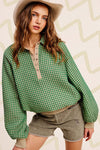 Oversized Two-Tone Textured L/S Top