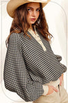 Oversized Two-Tone Textured L/S Top